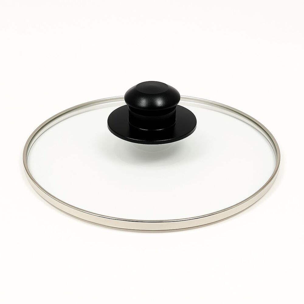 Unbranded Tempered‑Glass Pot Lid Stainless‑Steel Rim & Black Bakelite Knob 8.25"